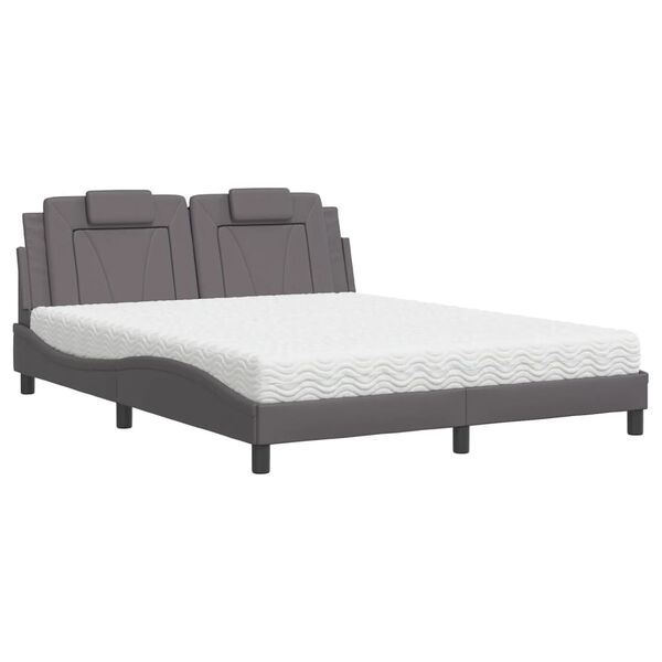 vidaXL Bed "Viana" with Mattress Grey 160x200 cm Faux Leather
