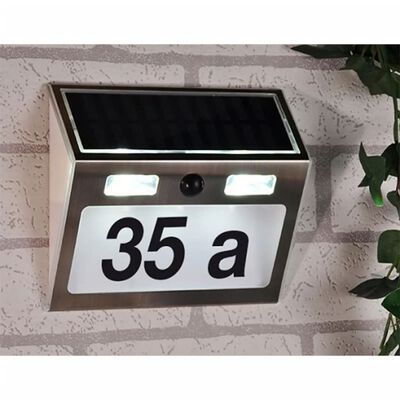 HI Husnummer med soldrivna LED silver