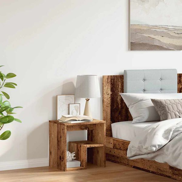 vidaXL Sängbord vittrat trä 40x30x40 cm konstruerat trä