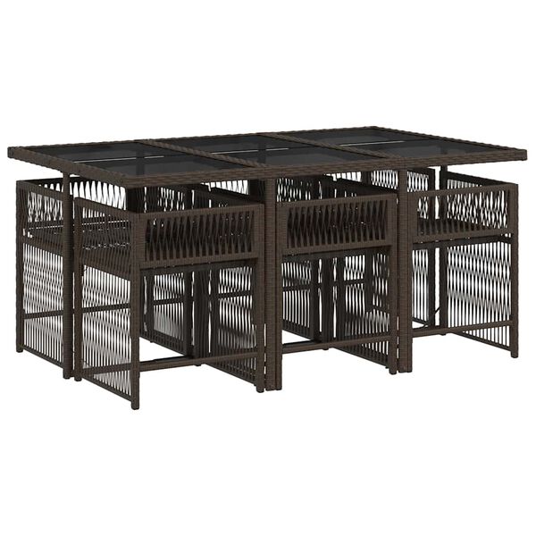 vidaXL Matgrupp f&ouml;r tr&auml;dg&aring;rden 7 delar brun konstrotting