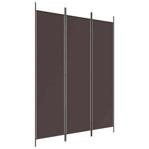vidaXL Rumsavdelare 3 paneler 150 x 200 cm brun tyg