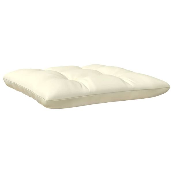 vidaXL Fotpall med dyna för trädgården gräddvit massiv furu