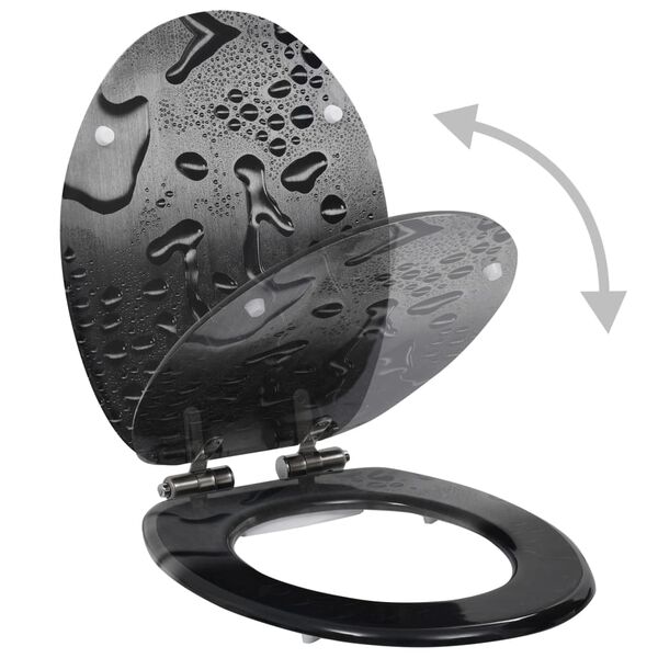 vidaXL Toalettsits med mjuk stängning MDF vattendroppar