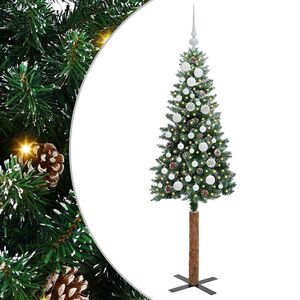 vidaXL Smal julgran med 150 LED-lampor Gr&ouml;n 150 cm PVC och solid furu