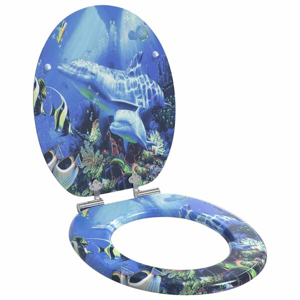 vidaXL Mjukt st&auml;ngande toalettlock Bl&aring; 44 x 38 cm MDF-board