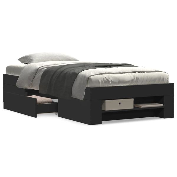 vidaXL S&auml;ngram svart 90x200 cm konstruerat tr&auml;