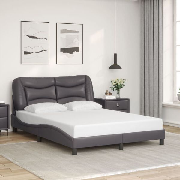 vidaXL Bed Frame with LED without Mattress "Hvar" Grey 140x200 cm