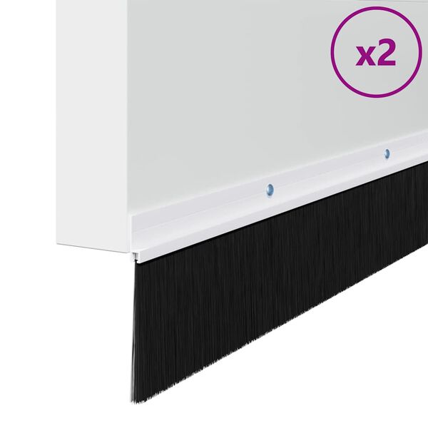 vidaXL Skruvmonterade dörrborsttätningslister 2 pcs Vit 100 cm