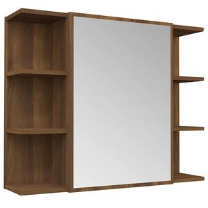vidaXL Spegelsk&aring;p f&ouml;r badrum Brun ek 80x20,5x64 cm konstruerat tr&auml;