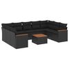 vidaXL Loungegrupp 10 delar med svarta dynor konstrotting