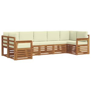 vidaXL Sektionsoffgrupp med kudde 7 pcs Naturlig och Gr&auml;dde