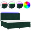 vidaXL Rams&auml;ng med madrass & LED m&ouml;rkgr&ouml;n 200x200 cm sammet