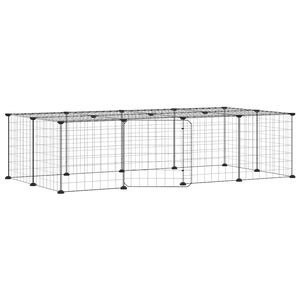vidaXL Hundg&aring;rd svart 20 paneler 140x70x35 cm st&aring;l