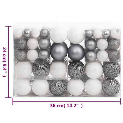 vidaXL Julgranskulor 111 delar vit och grå polystyren