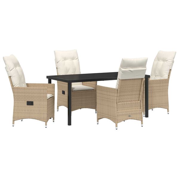 vidaXL Tr&auml;dg&aring;rdsm&ouml;belset med kudde 5 pcs Beige Poly rattan