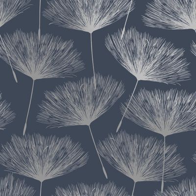 DUTCH WALLCOVERINGS Tapet Fleur marinblå och grå