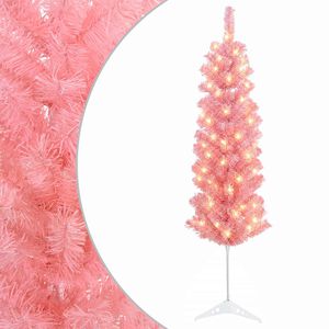 vidaXL Konstgjort smalt jultr&auml;d 150 cm 150 LED-lampor Varmvit
