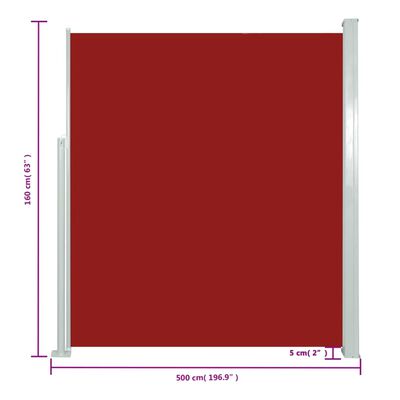 vidaXL Infällbar sidomarkis 160 x 500 cm röd