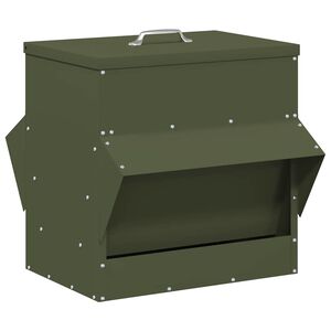 vidaXL H&ouml;nsfodertr&aring;g Olivgr&ouml;n 40,5 x 45 x 41 cm 20 kg Kallvalsat St&aring;l