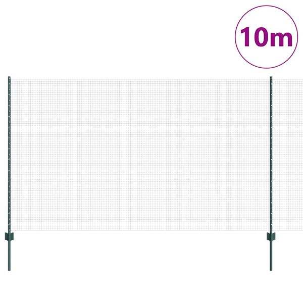 vidaXL St&auml;ngsel med stolpe Gr&ouml;n 1,4 x 10 m St&aring;l och PVC