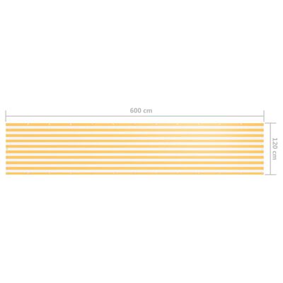 vidaXL Balkongskärm vit och gul 120x600 cm oxfordtyg
