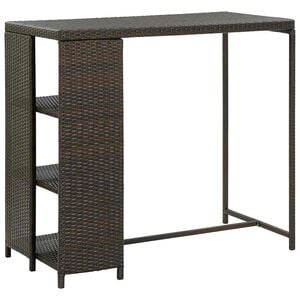 vidaXL Barbord med f&ouml;rvaringshyllor brun 120x60x110 cm konstrotting