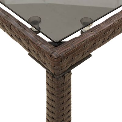 vidaXL Trädgårdsbord med glasskiva brun 115x54x74 cm konstrotting