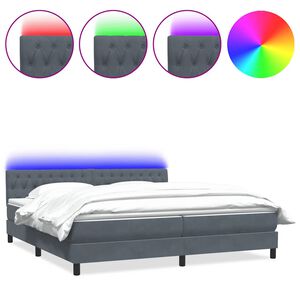 vidaXL Res&aring;rs&auml;ng med madrass och LED m&ouml;rkgr&aring; 180x220 cm sammet