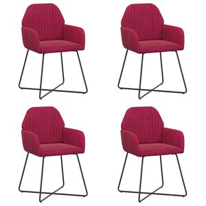 vidaXL Matstolar 4 st Sammet Vinr&ouml;d 55 x 50 x 84 cm