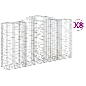 vidaXL Gabioner b&aring;gformade 8 st 300x50x160/180 cm galvaniserat j&auml;rn