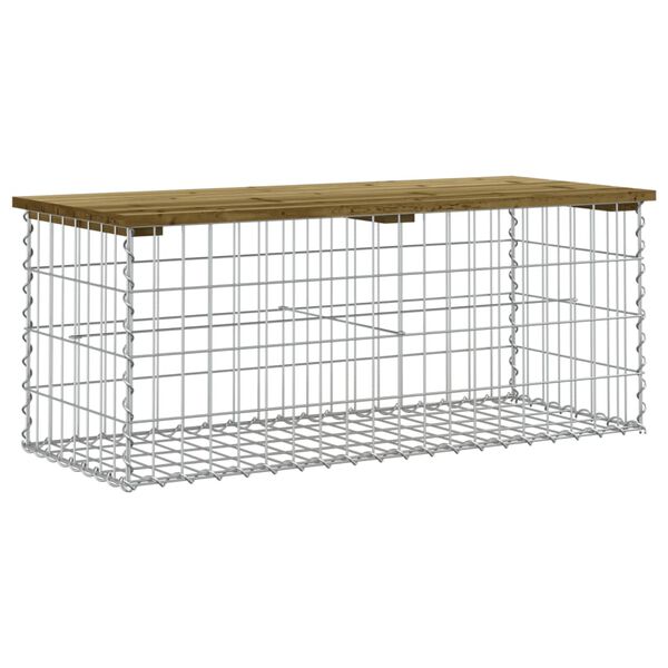 vidaXL Trädgårdsbänk gabion-design 103x44x42 cm tryckimpregnerad furu