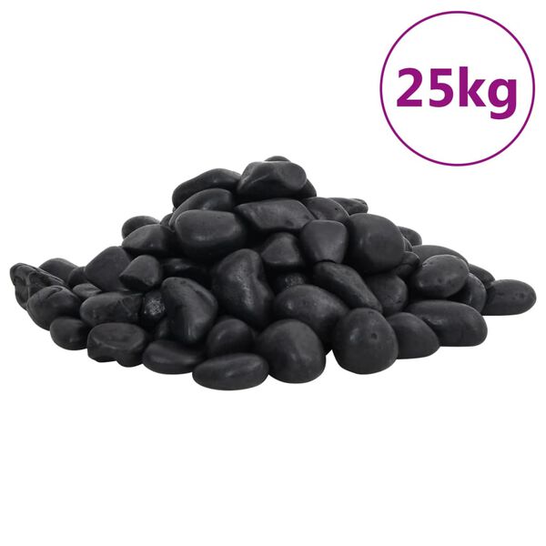 vidaXL Polerad småsten 25 kg svart 2-5 cm