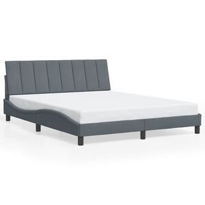 vidaXL Bed Frame without Mattress "Hanko" Dark Grey 160x200 cm Velvet