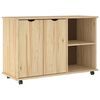 vidaXL Rullande sk&aring;p med hjul Brun 100 x 39 x 65,5 cm Massiv furu