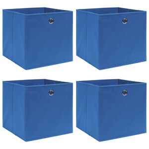vidaXL F&ouml;rvaringsl&aring;dor 4 st bl&aring; 32x32x32 cm tyg