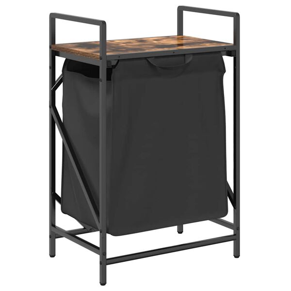 vidaXL Tvättkorg 1 fack med hylla rökfärgad ek