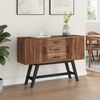 vidaXL TV-b&auml;nk med l&aring;da Naturf&auml;rg 110 x 30 x 75 cm Massivt teaktr&auml;