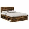 vidaXL S&auml;ngram med huvudgavel R&ouml;kt ek 140 x 190 cm Massiv furu