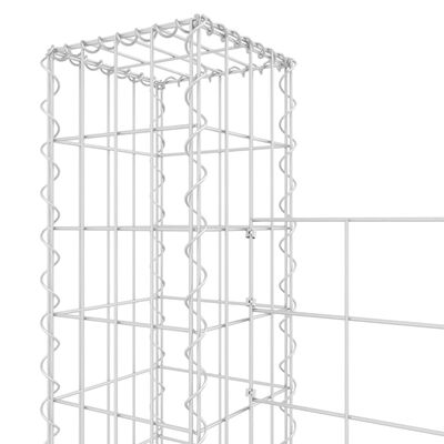 vidaXL U-formad gabionkorg med 5 stolpar järn 500x20x150 cm