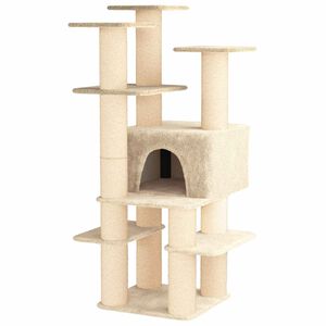 vidaXL Katttr&auml;d med sisal kl&ouml;spelare Gr&auml;ddvit 161 cm