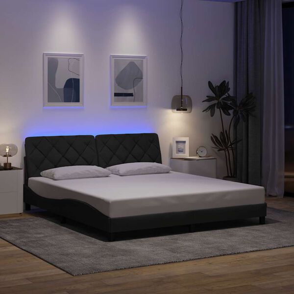vidaXL Bed Frame with LED without Mattress Dark Grey 180x200 cm Fabric