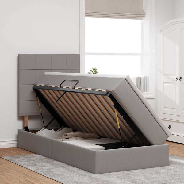 vidaXL F&ouml;rvaringss&auml;ng med madrass Taupe 90 x 190 cm Polyester