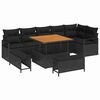 vidaXL Tr&auml;dg&aring;rdsoffset med kudde 9 pcs Svart Poly rattan