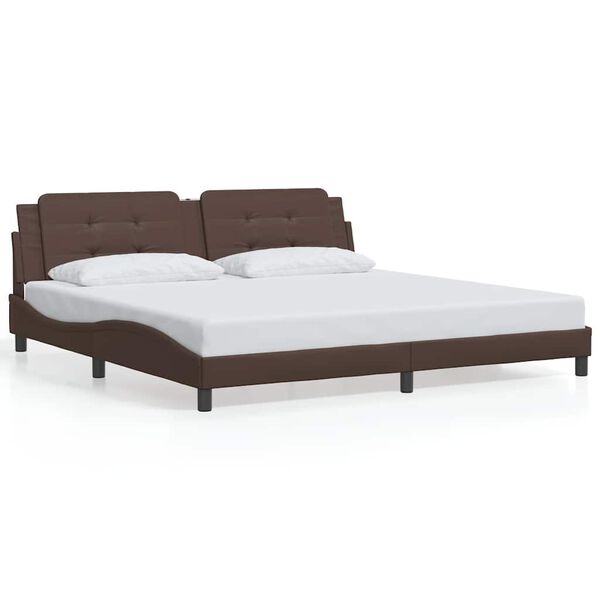vidaXL Bed Frame without Mattress "Zadar" Brown 200x200 cm Faux Leather