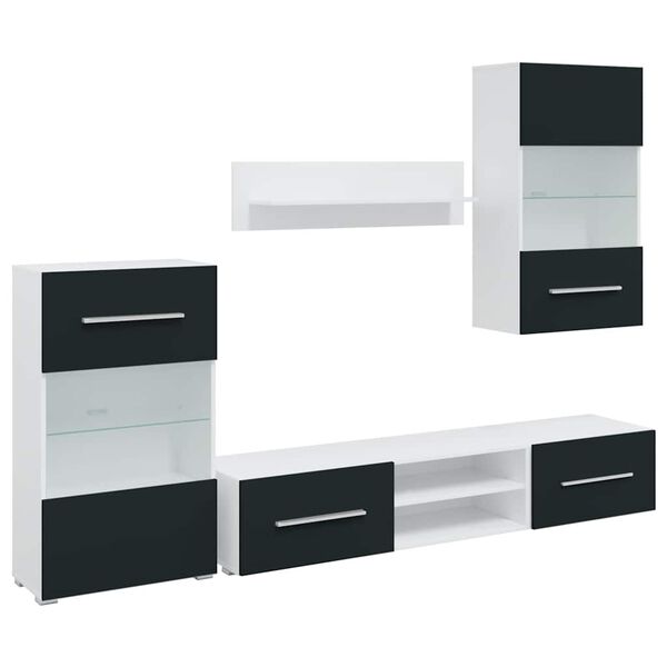 vidaXL TV-möbler 5 delar med LED-belysning matt indigo konstruerat trä