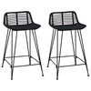 vidaXL Barpall 2 st Svart 44 x 45 x 76 cm Rattan och St&aring;l