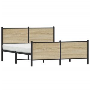 vidaXL S&auml;ngram utan madrass metall sonoma-ek 140x190 cm