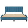 vidaXL Bed Frame with LED without Mattress "Hanko" Blue 140x190 cm Velvet