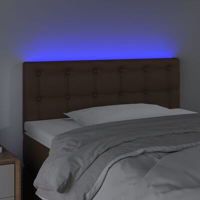 vidaXL Sänggavel LED brun 80x5x78/88 cm konstläder