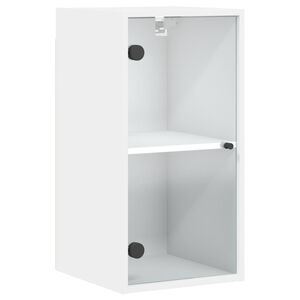 vidaXL Sidosk&aring;p med glasd&ouml;rrar vit 35x37x68,5 cm